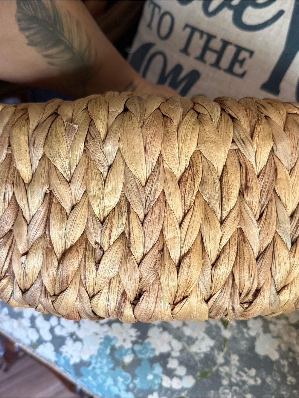 Natural Woven Straw Tote Bag with Round Handles - Picture 5 of 5
